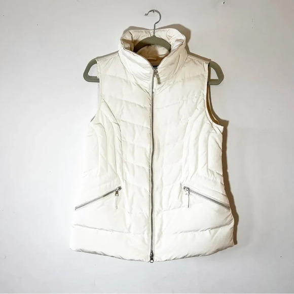 Talbots Off White Down Filled Puffer Vest Size Small Zip Front Winter Wear Ski - Picture 7 of 7
